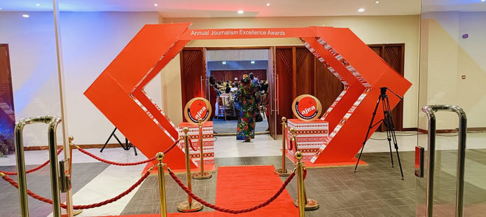 Orange branded exhibition booth